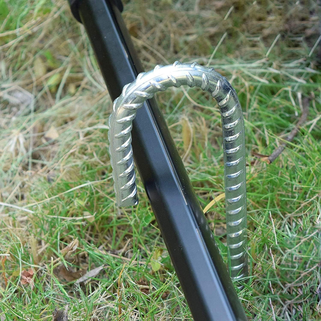 MySit 60 Pack 12" Ground Rebar Stakes Heavy Duty J Hook Ground Anchors, Curved Steel Plant Support Garden Stake Anti Rust Galvanized Ground Stakes